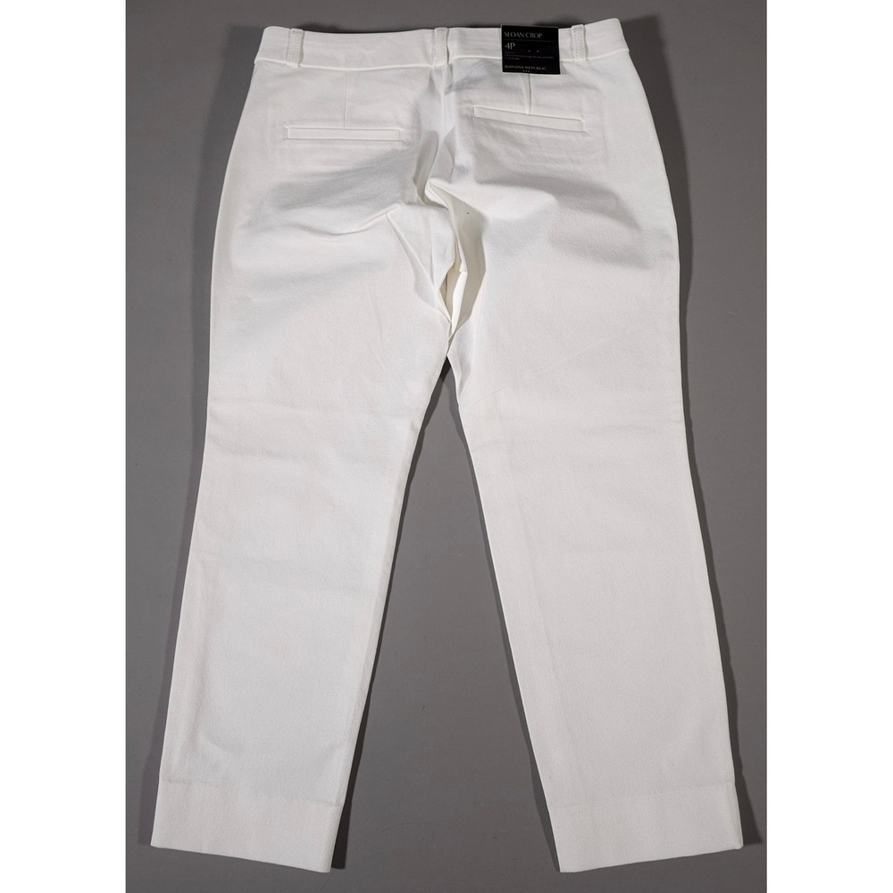 Banana Republic Sloan Crop Pants Womens 4P White Petite Stretch Trousers New - Picture 8 of 8